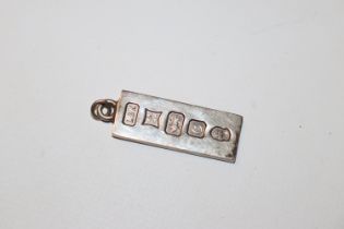 A silver Ingot pendant, hallmark Birmingham 1977