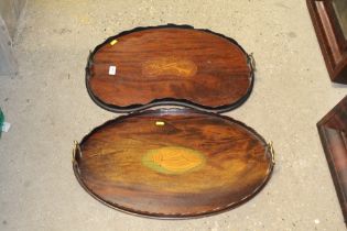 Two 19th Century mahogany twin handed trays AF