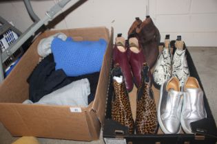 Two boxes of assorted lady's clothing and shoes