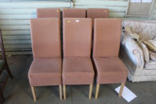 A set of six upholstered G-plan dining chairs