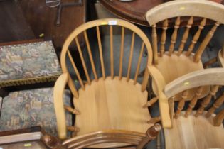 A pine stick back carver chair