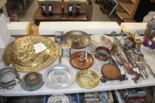 A large collection of brass and other metal ware t