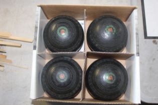 A set of four Hemselite size 3 super grip bowling