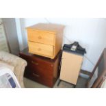 A two drawer filing chest, beech effect two drawer