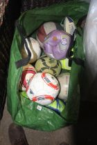 A bag containing a quantity of footballs etc