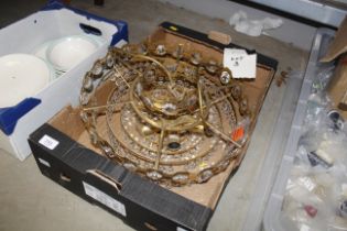 A brass and crystal ceiling chandelier approx. 17"