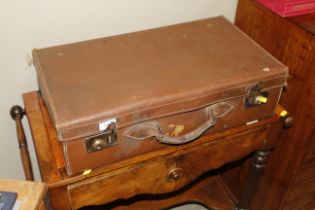 A vintage leather suitcase