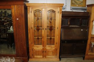 A pine leaded glazed corner unit