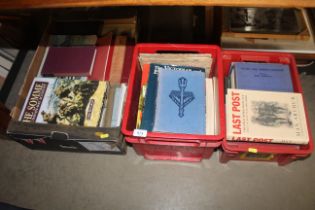 Three boxes of various of various paperback and ha