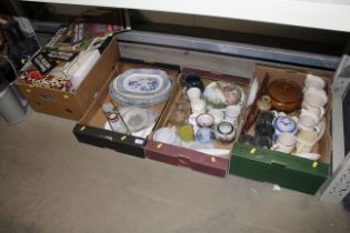 Three boxes of various china, glassware, meat plat