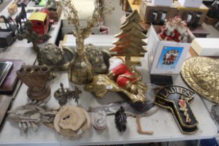 A quantity of various Christmas decorations, a pai