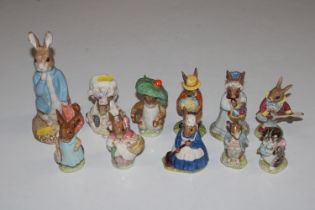 A collection of Royal Doulton, Beswick and Royal Albert Beatrix Potter figures, some damaged