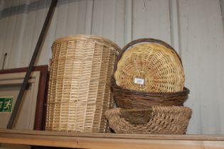 A quantity of various wicker baskets