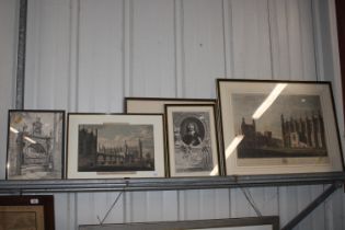 A quantity of various pictures and prints to include 'Cambridge University Almanac 1829', a print