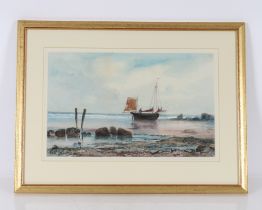 K Sidney watercolour study of a fishing vessel on