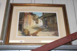Michaci Waters, gilt framed watercolour depicting
