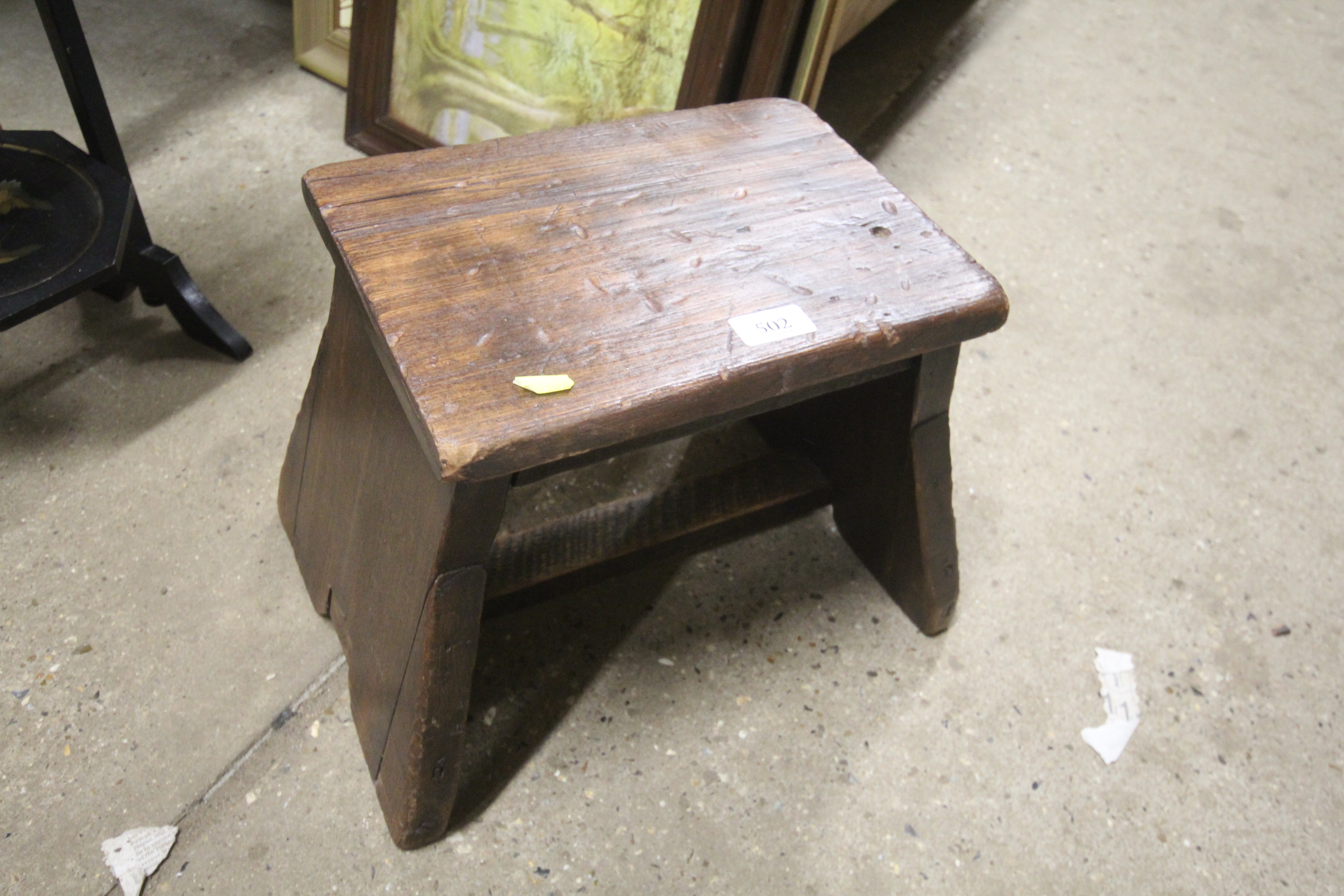 An elm topped stool