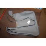 A grey leather Mulberry style handbag