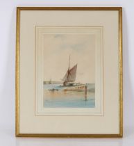 Richmond Markes of Newquay, circa 1850 watercolour study 'Becalmed Fishing Vessel', initialled