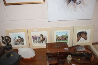 Four framed and glazed equestrian watercolours