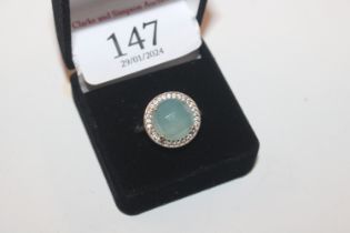 A 925 silver and blue stone set ring