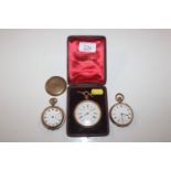 A boxed Mason & Co, jewellers of London gold plated pocket watch AF and two other gold plated pocket