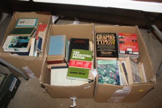 Three boxes of various books