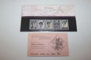 A stamp club booklet and stamps and Princess Diana