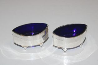 A pair of silver salts, Birmingham 1929 with blue