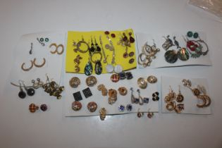 Approx. 50 pairs of costume ear-rings, some silver