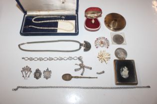 A box of various jewellery to include two silver f