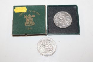 A boxed silver 1951 Crown and one other 1951 Crown