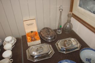Three silver plated entrée dishes; boxed Edinburgh