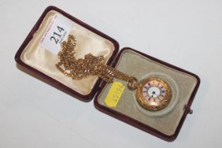 An 18ct gold and enamel fob watch, approx. 27gms t