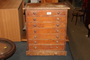 A pine specimens chest fitted seven drawers AF
