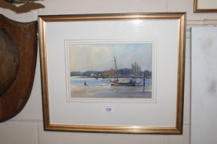 Alan Runagall RSMA framed and glazed water colour 'Morning Light - Woodbridge'