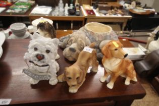 A quantity of dog ornaments