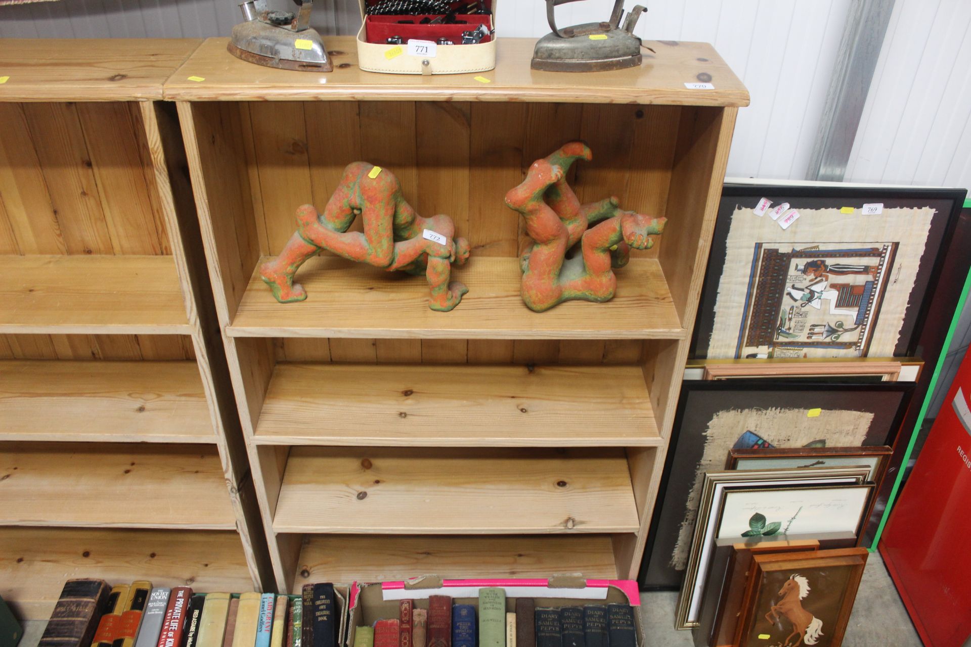 A pine open front bookcase
