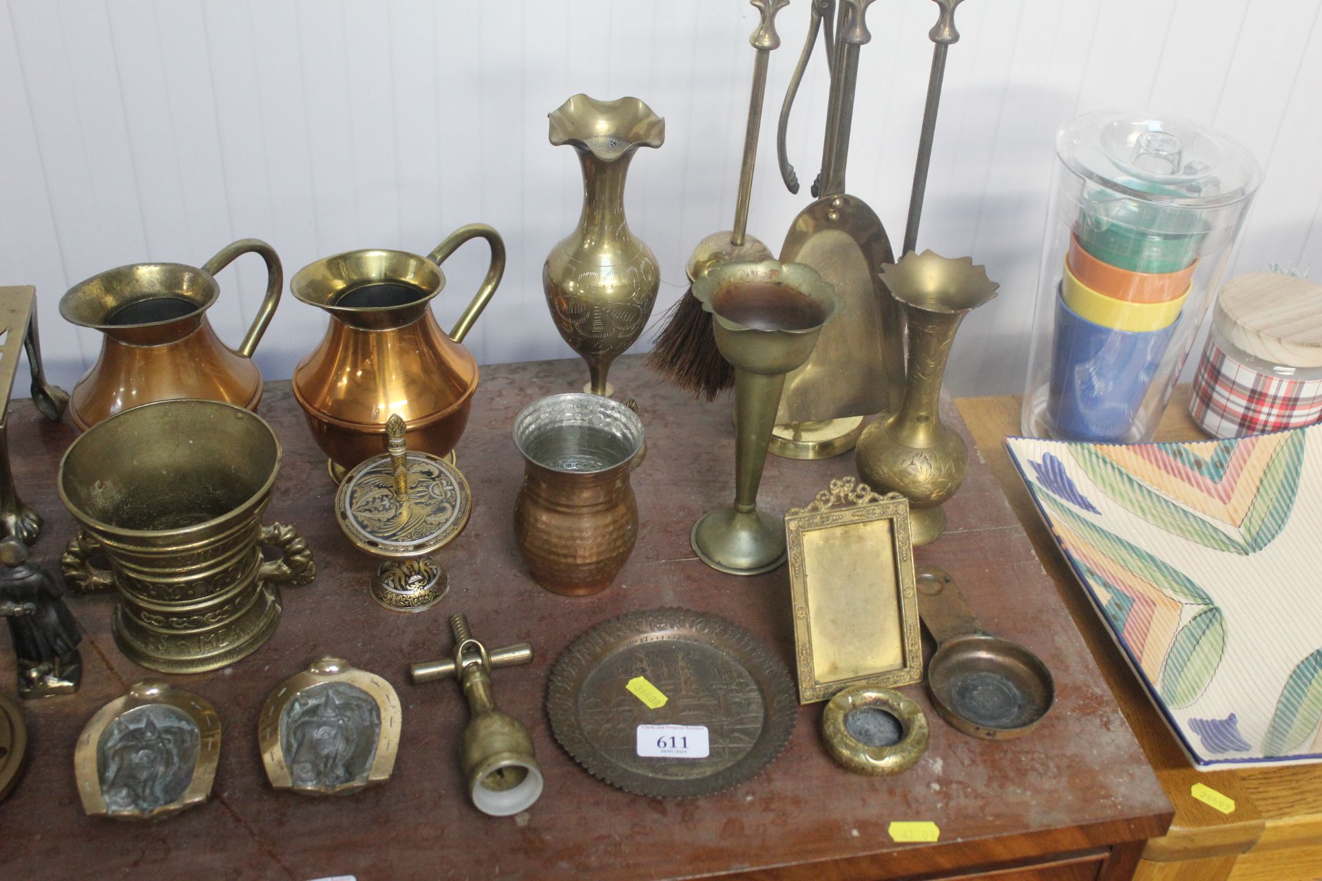 A collection of brassware including trivet, fire i - Image 2 of 3