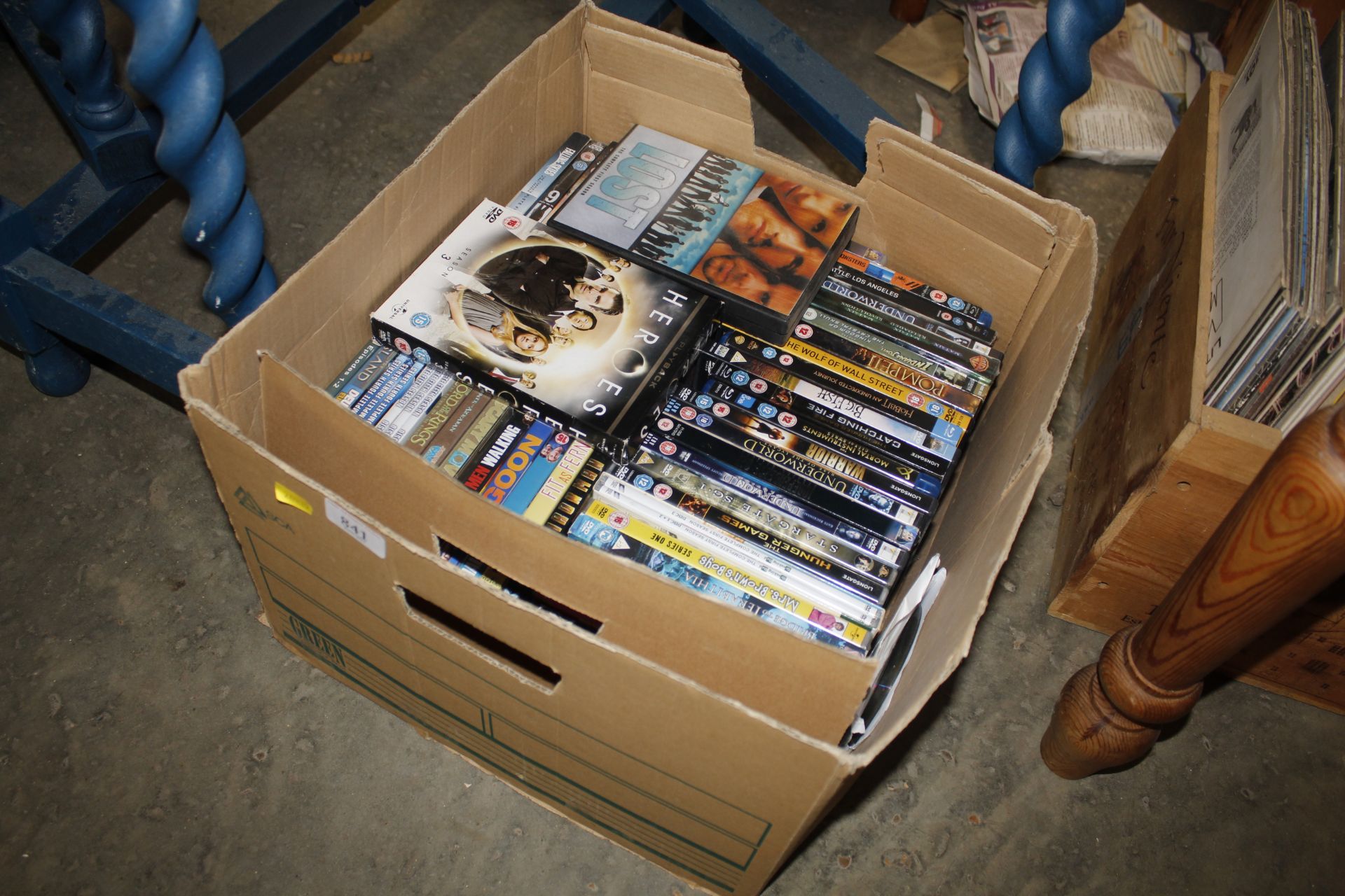 A box of DVDs