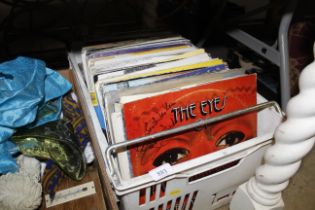 A crate of various LPs, some bearing signatures