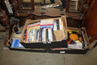 Three boxes of books and magazines