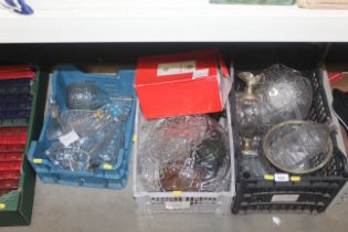 Three boxes of various table glassware