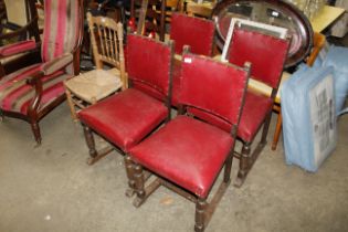 Four oak framed dining chairs