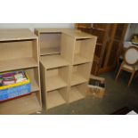 Three wood effect storage units