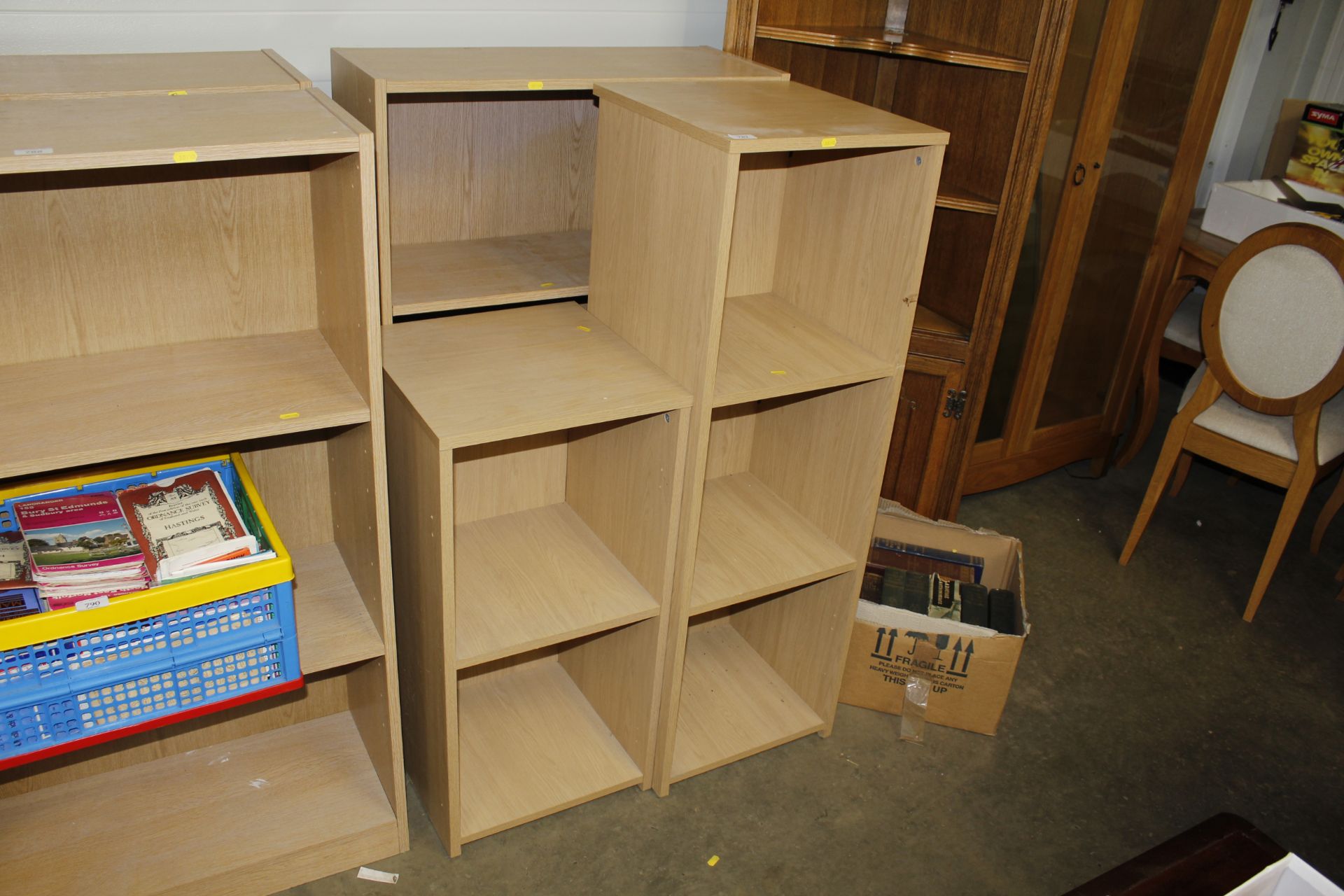 Three wood effect storage units