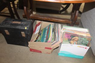 Two boxes of various records and a case of records