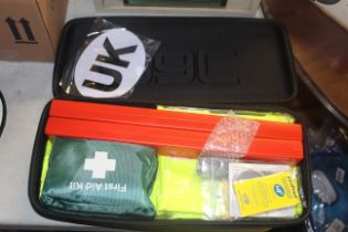 An RAC Euro car emergency kit comprising of two tr