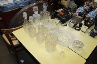 A collection of table glassware to include decante