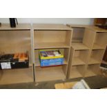 Two wood effect storage shelves